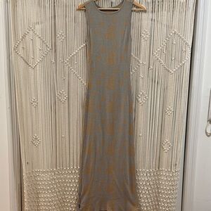 AFENDS Gray with Gold Flowers Maxi Dress